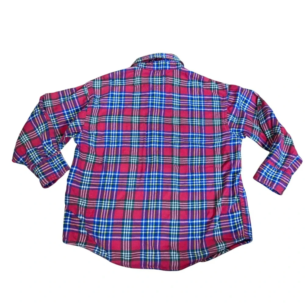 Vintage Gap Boys Red Plaid Flannel Shirt Long Sleeve Button Down XS Cotton